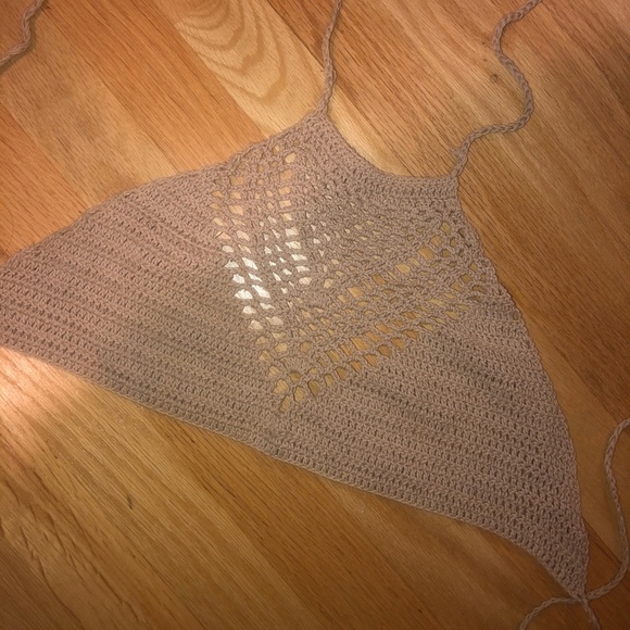 Nude Crochet Halter Beach Top - Picture 2 of 5
